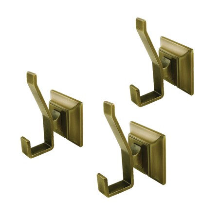 Kingston Brass BAHK6127AB 3-Piece Bathroom Robe Hook/Towel Hook, Antique Brass BAHK6127AB